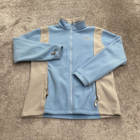 The North Face Fleece Jacket Girls XL Blue Gray Full Zip Pocket Outdoor School